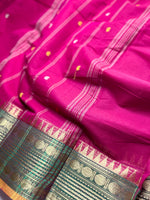 Load image into Gallery viewer, Chettinad Cotton Saree - Cerise Pink + Spicy Green
