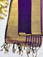 Load image into Gallery viewer, Handwoven Linen Saree - Persian Violet + Gold
