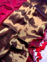 Load image into Gallery viewer, Handwoven Cotton Saree -  Persian Maroon + Gold
