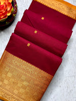Load image into Gallery viewer, Chettinad Cotton Saree - Flush Maroon + Apricot yellow
