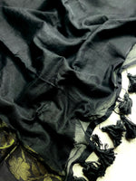 Load image into Gallery viewer, Handwoven Cotton Saree - Pearl Black + Golden Zari
