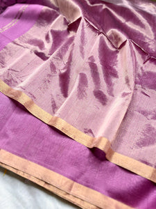 Handwoven Maheshwari Silk Cotton Saree - Mauve