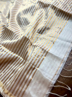 Load image into Gallery viewer, Handwoven Maheshwari Silk Cotton Saree - Ice White + Gold
