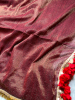Load image into Gallery viewer, Handwoven Cotton Saree -  Persian Brown + Gold
