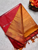 Load image into Gallery viewer, Soft Silk Saree  - Cerise Red + Golden Bell
