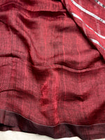 Load image into Gallery viewer, Handwoven Linen Saree - Cerise Maroon + Silver
