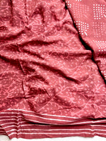 Load image into Gallery viewer, Handblock Printed Cotton Saree -  Amaranth Red  + Swiss Cream

