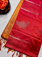 Load image into Gallery viewer, Soft Silk Saree  - Cerise Red + Golden Bell
