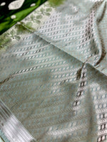 Load image into Gallery viewer, Soft Silk Saree  - Sushi Green + Quill Gray

