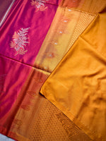 Load image into Gallery viewer, Soft Silk Saree  - Cerise Red + Golden Bell
