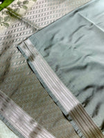 Load image into Gallery viewer, Soft Silk Saree  - Sushi Green + Quill Gray
