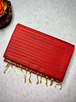 Load image into Gallery viewer, Soft Silk Saree  - Thunderbird Red + Harvest Sandal
