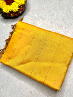 Load image into Gallery viewer, Handwoven Mangalgiri Silk Cotton Saree - Bright Sun + Steel Blue
