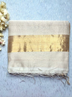 Load image into Gallery viewer, Handwoven Silk Cotton Saree - Cream + Gold
