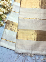 Load image into Gallery viewer, Handwoven Silk Cotton Saree - Cream + Gold
