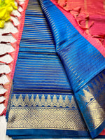 Load image into Gallery viewer, Handwoven Art Silk Saree -  Fun Blue +Thunderbird Red
