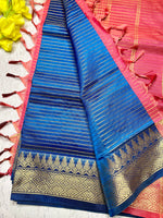 Load image into Gallery viewer, Handwoven Art Silk Saree -  Fun Blue +Thunderbird Red
