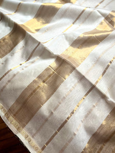 Handwoven Silk Cotton Saree - Cream + Gold