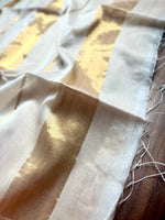 Load image into Gallery viewer, Handwoven Silk Cotton Saree - Cream + Gold
