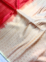 Load image into Gallery viewer, Soft Silk Saree  - Thunderbird Red + Harvest Sandal
