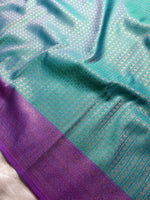 Load image into Gallery viewer, Soft Silk Saree  - Steel Blue + Cannon Red
