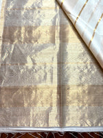 Load image into Gallery viewer, Handwoven Silk Cotton Saree - Cream + Gold
