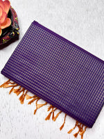 Load image into Gallery viewer, Soft Silk Saree  - Smoky Violet + Fuel Yellow
