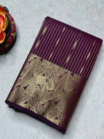 Load image into Gallery viewer, Soft Silk Saree  - Livid Brown + Caribbean Green
