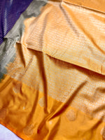 Load image into Gallery viewer, Soft Silk Saree  - Smoky Violet + Fuel Yellow
