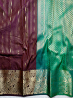 Load image into Gallery viewer, Soft Silk Saree  - Livid Brown + Caribbean Green

