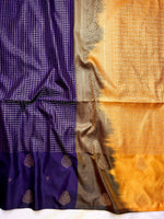 Load image into Gallery viewer, Soft Silk Saree  - Smoky Violet + Fuel Yellow
