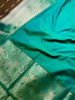 Load image into Gallery viewer, Soft Silk Saree  - Livid Brown + Caribbean Green
