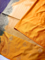 Load image into Gallery viewer, Soft Silk Saree  - Smoky Violet + Fuel Yellow
