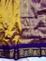 Load image into Gallery viewer, Silk Cotton Saree - Marigold + Violet Eggplant
