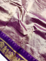 Load image into Gallery viewer, Silk Cotton Saree - Dusty Gray  + Violet Eggplant
