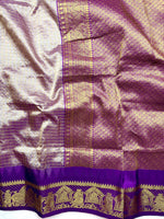 Load image into Gallery viewer, Silk Cotton Saree - Dusty Gray  + Violet Eggplant
