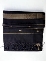 Load image into Gallery viewer, Handwoven Maheshwari Silk Cotton Saree - Royal Black
